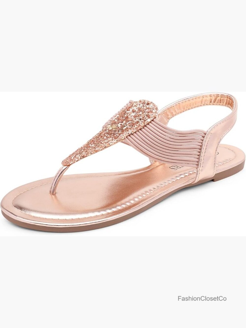 Sparkly Rhinestone Gladiator Flat Sandals with Elastic Straps